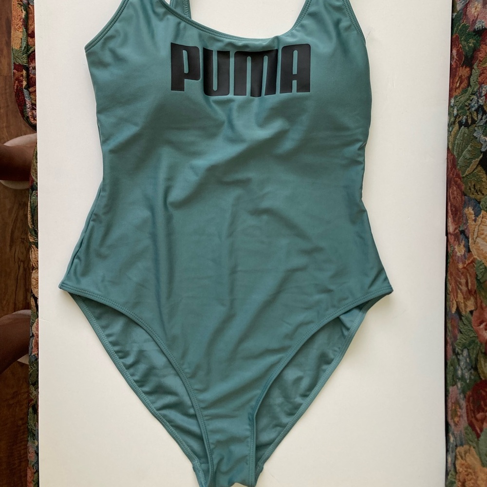 PUMA One Piece Swimsuit L Teal Green New - Picture 7 of 8